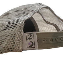 Load image into Gallery viewer, “arch logo” fuzzy trucker hat (gray/purple)
